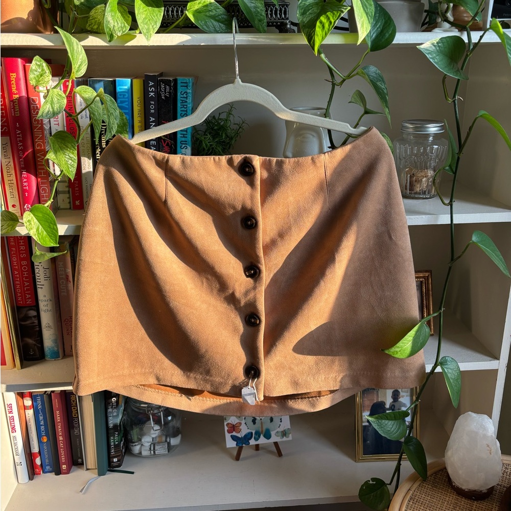 Wild Fable Tan Button-Front Mini Skirt